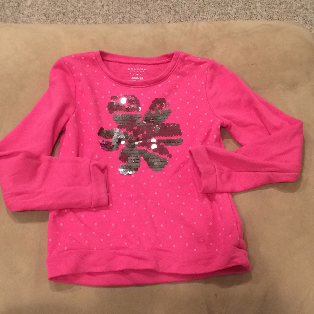 Girls pink flower pink/silver sequin top!